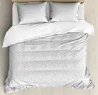 Geometric Duvet Cover Set, Abstract Zigzags Stripes and Geometric Motifs Modern