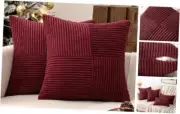 Christmas Corduroy Pillow Covers Pack of 2 Boho 16" x 16" (Pack of 2) Burgundy