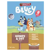 Arnotts Bluey Honey and Oat Flavoured Biscuit Kids Lunchbox Snacks 8 Pack