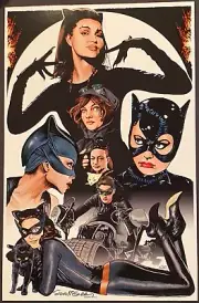 ART PRINT SIGNED STEVE MCGARRY CATWOMAN NEWMAR PFEIFFER HATHAWAY KITT CRAIG