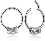 [Twolobes] 1 pair Classic great circle ear weight with 7/9/11 rings,24mm(0.4oz)/40mm(0.6oz)/50mm(1.3oz);Hypoallergenic 316 Stainless Steel Ear Weights Plugs Tunnels Gauges silver gold