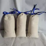 Lot of 3 Natural Muslin Fabric Cedar Sachet Drawsting Bags 2+ oz ea