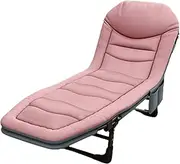 YVYKFZD Portable Camping Cots, Camping Bed for Adults, 6-Position Folding Sleeping Cots with Mattress, for Camping Tent Office Outdoor Travel, Supports 264 lbs (Size : Technology Cloth Pink)