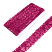 0.6 Inch x 7 Yards Sequins Trim Flat Rose Red Sequin Ribbon Trim Strip