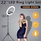 22" Dimmable LED Ring Fill Light with Tripod Stand Lighting Make Up Video Lamp