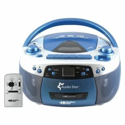 HamiltonBuhl AudioStar Boombox Radio, CD, USB, Cassette Player- Tape & CD Conver