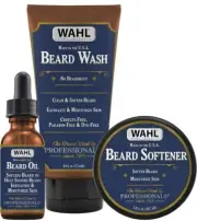 Wahl USA Made Men Beard Wash,Oil &Softener Combo Kit with Manuka &Essential Oils