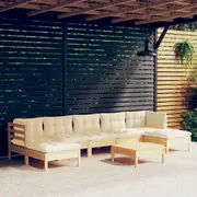 8 Piece Garden Lounge Set with Cream Cushions Pinewood vidaXL