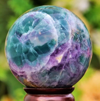 90MM Blue Fluorite Quartz Crystal Healing Chakra Balancing Metaphysical Sphere