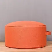 Round Footstool Pouf, Small Ottoman footrest Ottoman for Sitting, Handle Design for Easy Removal, Small Space for Adults and Children-Orange 40x20cm (16x8 inch)
