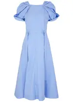 3.1 Phillip Lim Collapsed Bloom Cotton-blend Midi Dress - Blue - 8 (UK12 / M) 8 (UK12 / M)