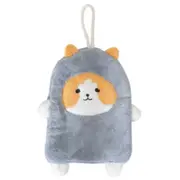 Towel Dog Pattern Coral Fleece Strong Water Absorption Fast Drying Hanging Hand Towel Grey