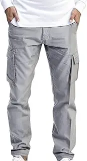 [Generic] Men's Cargo Pants Elastic Waist Straight Leg Work Pants Loose Fit Casual Lightweight Athletic Workout Hiking Trousers
