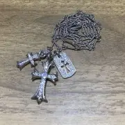 Unbranded Gothic-Style Wallet Chain Silver925 3-Fold Cross Charm Chain Wallet C