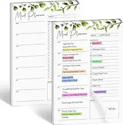 Joyberg 2 PCS Weekly Meal Planner Magnetic for Fridge 8.3x5.5”, Undated Weekly Meal Planner and Grocery List Tearable Shopping List, Magnetic Menu Planner for Fridge for Weekly Plan - 50 Pages/Book