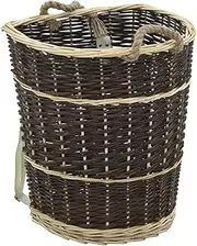 Firewood Backpack 44.5x37x50 cm Natural Willow with Carrying Belts - Durable Rustic Fire Accessories Holder for Indoor Outdoor Use, Versatile Log Storage Basket