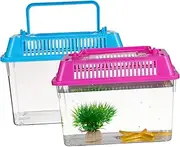 4Pcs Transparent Turtle Feeding Box Handheld Aquarium for Goldfish Turtles and Reptiles Portable Pet Habitat for Transporting Pets and Living Foods