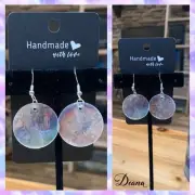Beautiful Handmade White Iridescent Capiz Shell Earrings