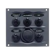 BEP Splashproof Power Socket Switch Fuse Panel 5 Gang