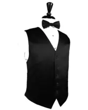 Luxury Satin Tuxedo Vest and Bow Tie in Shades of Grey, Black, Ivory and White