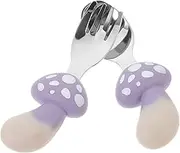 Alipis Stainless Steel Fork Spoon Short Handle Infant Feeder Training Cutlery Tableware Set