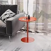 Round Metal Patio Dining Table, Bar Height Table - Small Circular Cocktail Table, Accent Center Table, Counter Dining Table with Large Metal Base, Orange(60x72cm)