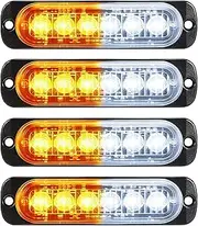 Frienda LED Amber Strobe Lights Vehicle Emergency Strobe Lights for Trucks LED Flashing Car Lights Windshield Lights Bars Hazard Shiny Mount Lights with Pads Screws for off Road Car(4 Pieces)