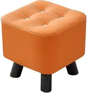 AIMALL Creative Cat Scratch Leather Stool - Solid Wood Small Footstool for Living Room, Coffee Table, Door Entryway Shoe Changing - Orange, Green, Grey