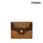 【FOSSIL 官方旗艦館】HERITAGE 真皮麂皮絨壓紋復古零錢袋短夾-棕色 SL8236249