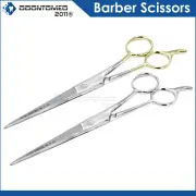 2 Barber Hair Cutting Scissors Shears Hairdresser 7.5'' Silver & Gold Plated ICE