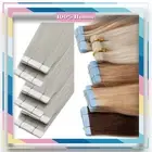 CLEARANCE Tape in Russian Remy Human Hair Extensions Skin Weft THICK Cyan White