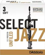 D'Addario Select Jazz Unfiled Soprano Sax Reeds, Box of 10 2 Soft