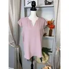 NWT $79.00 Adrianna Papell L AG692 Light Mauve Solid Woven Airflow Flutter Top