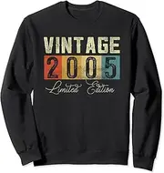 [X.Style] 18 Year Olds Made in 2005 Vintage 18th Birthday Retro Sweatshirt ds104 Sweater (S) Black