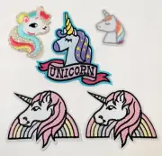 5 Unicorn Sparkle Rainbows Large Embroidered Iron-on Sew-on Patch