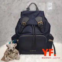 在飛比找蝦皮購物優惠-二手Burberry Rucksack 墨藍色 黑扣帶 中型