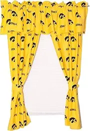 College Covers Everything Comfy Iowa Hawkeyes Curtain Panel Set, 2 Panels, 2 Matching Tie Backs, 42 inches Wide by 63 inches Long