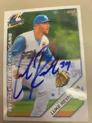 Luke Reynolds 2019 Myrtle Beach Pelicans Signed Team Card