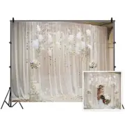 10x8ft White Tulle Wedding Ceremony Backdrop Curtain with Flowers Engagement ...