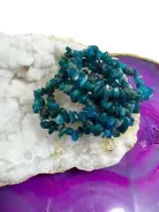 5x Apatite Crystal Chip Bracelet Set Natural Tumbled Gemstone