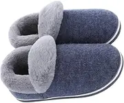 [Healvian] Winter Warm Plush Slippers for Men Thicken Slip Home Slippers Cozy Footwear Navy Blue for Indoor Relaxation and Leisure
