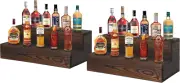 Bottle Display Shelf 2 Pack, Wood Bar Bottle Shelves,Tabletop Wine Rack,Tiered B