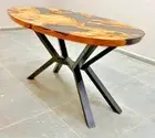 Oval Shape Table Top Handmade Epoxy Resin Accacia Wood Custom For Study Room