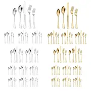 20/40pcs Stainless Steel Cutlery Set Knife Fork Spoon Western Hotel Tableware