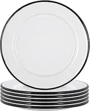 Argon Tableware Enamel Side Plates - 20cm - Pack of 6 - Black Dining Plates Lightweight Small Dinner Dish for Appetisers, Starters, Mains, Sides, Desserts