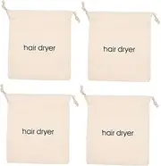 Embroidered Canvas Bag 4pcs Travel Hair Dryer Drawstring Pouches for Storage Universal Hair Dryer Carriers