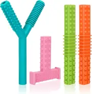 Sensory Chew Toys for Autism & ADHD - 4-Pack Silicone Chew Tubes for Kids & A...