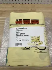 New IKEA KAPPHAST Kids Twin Duvet Cover + 1 pillow case bycle Train Teddy