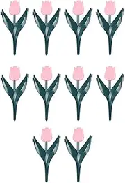 Ｂｅｓｇａ 10Pcs Tulip Garden Edging Border Realistic Decorative Garden Fence Lawn Edging for Outdoor, Fence, Landscaping, Patio Decor, Pink Flower