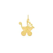 9ct Gold Fancy Filigree Baby Pram Charm